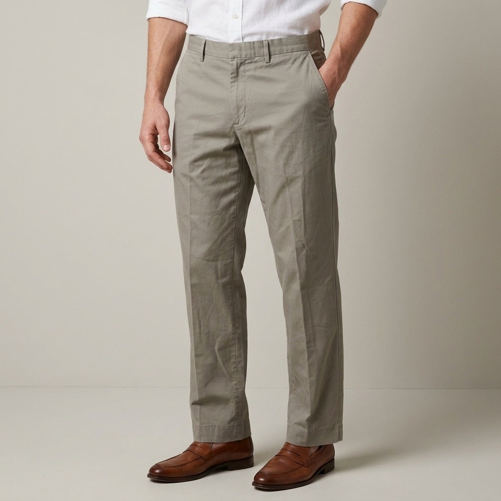 Burberry London Mens Khaki Cotton Stretch Chino Pants Straight Leg Size 32R